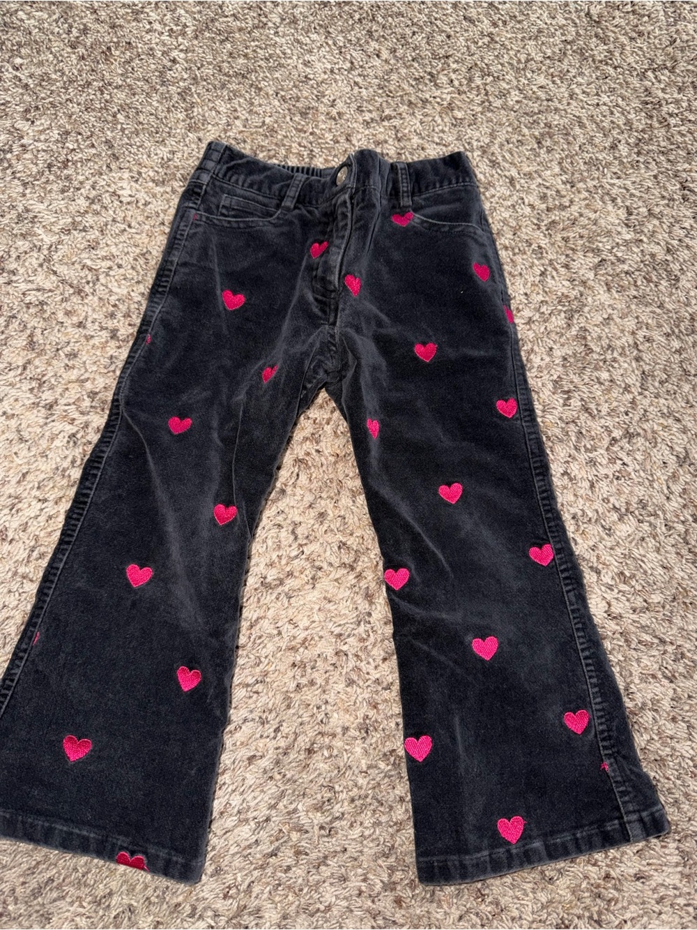 Lilly Pulitzer black pants with pink hearts. Size 3t